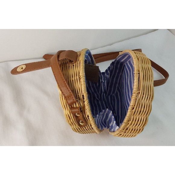 Bolsero Cross Body Purse Handwoven Round Natural Straw new with tags - Picture 6 of 7